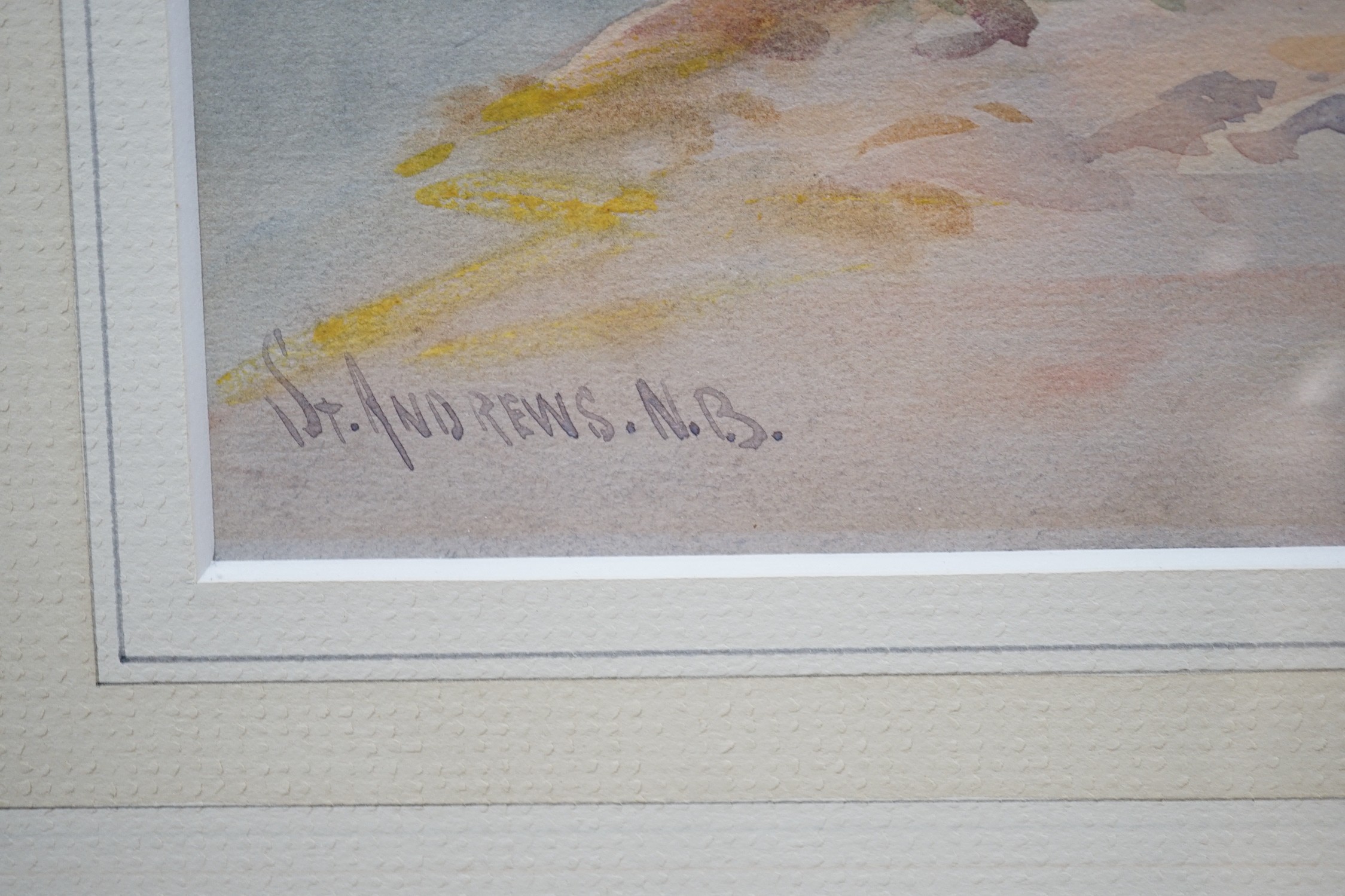 William Alister Macdonald (1861-1948), watercolour, 'Tower of St Rule, St Andrews from the harbour', monogrammed and dated 1902, 23 x 17cm